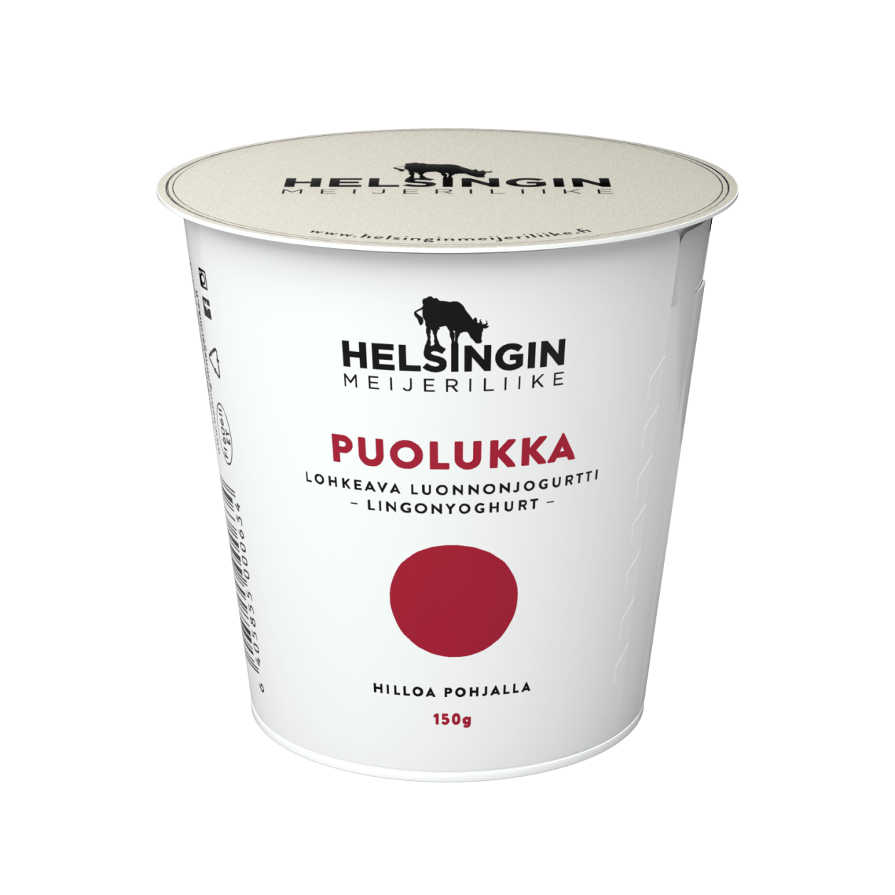 Puolukka jogurtti, lohkeava luonnonjogurtti - hilloa pohjalla.