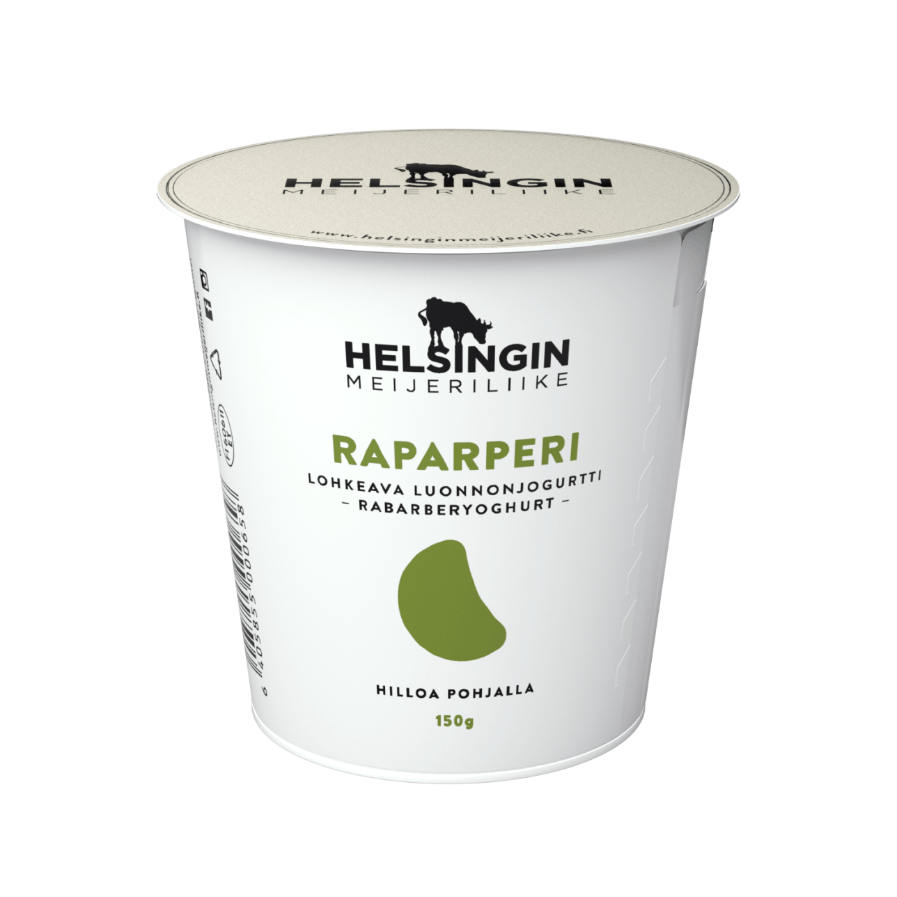 Raparperi jogurtti, lohkeava luonnonjogurtti - hilloa pohjalla.